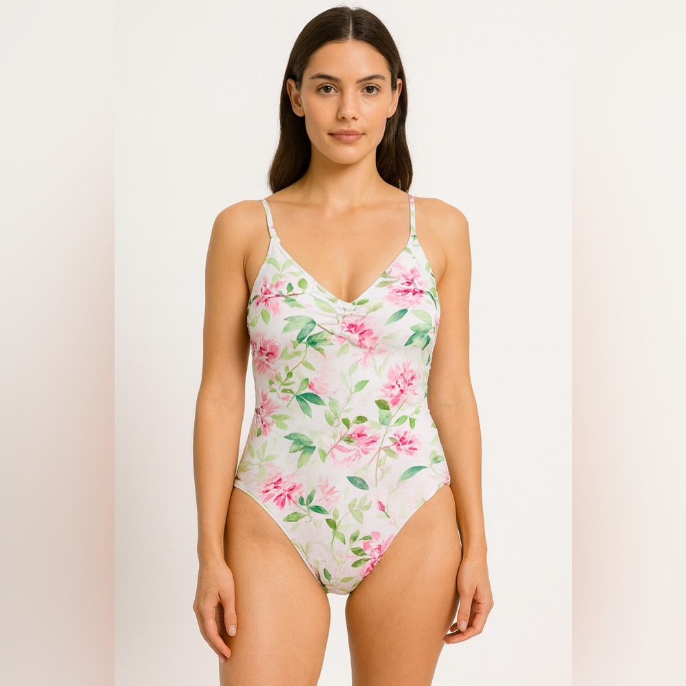 Emme Jordan Floral One Piece Swimsuit High Waist Tummy‎ Control Size S